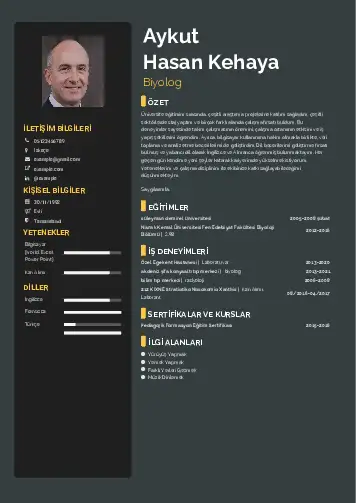 Biyolog CV Örnekleri cv indir
